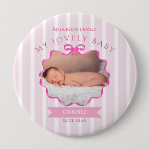 Schleifenband Neugeborenes Baby Mädchen Button