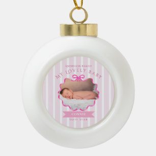Schleifenband Neugeborenes Baby Mädchen Keramik Kugel-Ornament