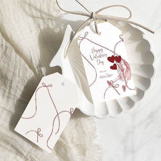 Schleifenbögen & Herzballons – Valentinstag Geschenkanhänger