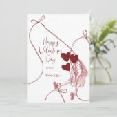 Schleifenbögen und Herzballons – Valentinstag Feiertagskarte (Stehend Vorderseite)