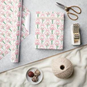 Schleifenverpackungspapier, rosa florale Geschenkv Geschenkpapier
