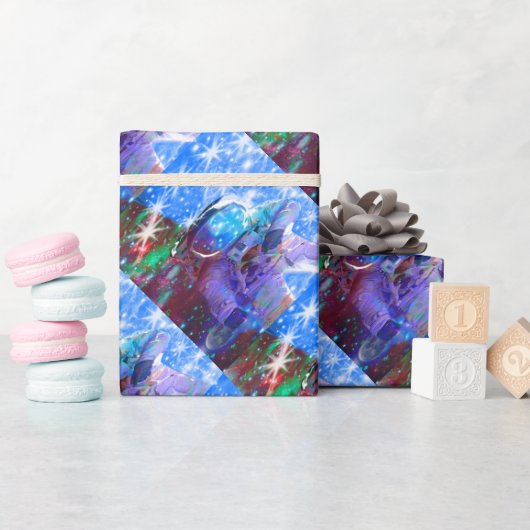 Schleifpapier für die Abmessungen von Astronauten Geschenkpapier (Babyparty)