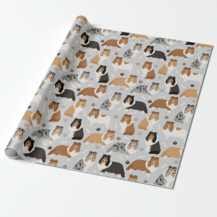 Schleifpapier für Sheltie-Knochen und -Paws Geschenkpapier
