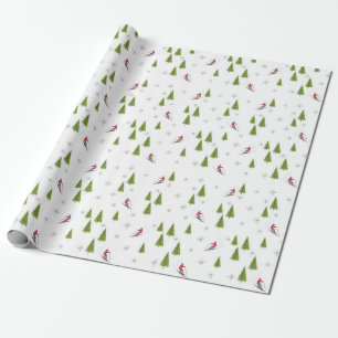 Schleifpapier für Skis und Pine Trees Geschenkpapier