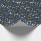 Schleifpapier - Geometrisches Silber und Blau/Grau Geschenkpapier (Ecke)