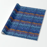 Schleifpapier Geschenkpapier<br><div class="desc">Digitale Kunst Wiederholung von Goldmustern und verschiedenen Farbtönen von blauen abstrakten Linien und Streifen,  gestylt für Hanukkah Saison.</div>