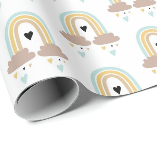 Schleifpapier - Herz von Regenbogenwolken Geschenkpapier (Rolleneckpunkt)