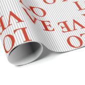 Schleifpapier - LIEBE Rote Streifen grau Geschenkpapier (Rolleneckpunkt)