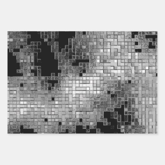 Schleifpapier mit grauem Chrommuster Geschenkpapier Set (Vorderseite 3)