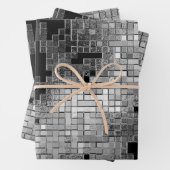 Schleifpapier mit grauem Chrommuster Geschenkpapier Set (Beispiel)