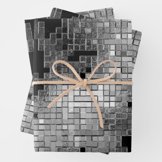 Schleifpapier mit grauem Chrommuster Geschenkpapier Set (Beispiel)