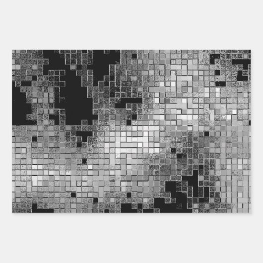 Schleifpapier mit grauem Chrommuster Geschenkpapier Set (Vorderseite)