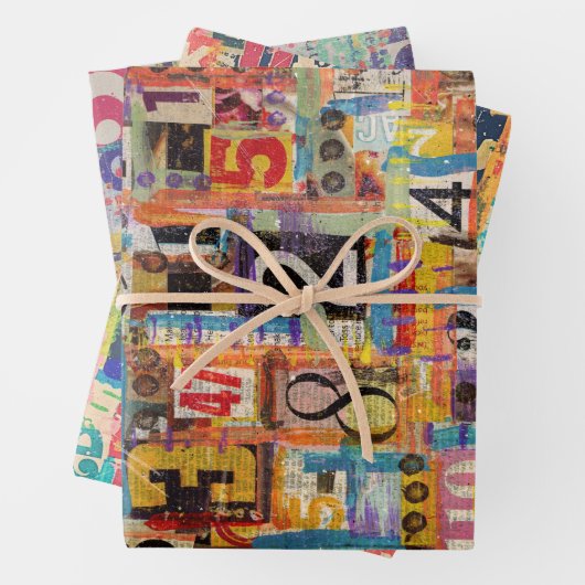 Schleifpapier oder Collage und Entkopplungspapier Geschenkpapier Set (Beispiel)