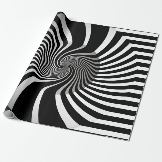 Schleifpapier - Psychedelic Art Swirl B/W Geschenkpapier (Ungerollt)