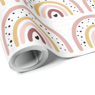 Schleifpapier - Regenbogenherzen + Pola Dots Lachs Geschenkpapier