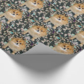 Schleifpapier | Spitz Schwarzer Blütenschwarm Geschenkpapier (Ecke)