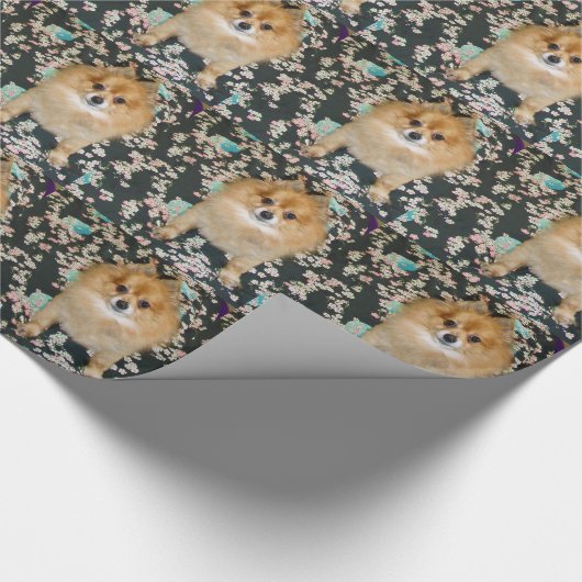 Schleifpapier | Spitz Schwarzer Blütenschwarm Geschenkpapier (Ecke)