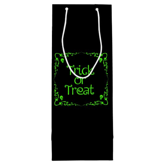 Schleimgrüner Trick oder Behandlung Geschenktüte Für Weinflaschen (Rückseite)