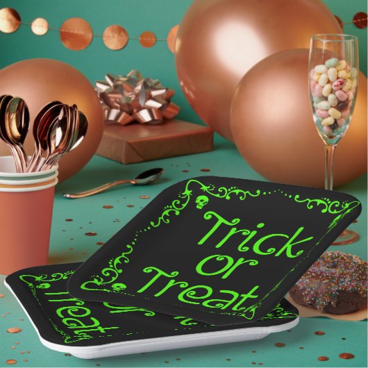 Schleimgrüner Trick oder Behandlung Pappteller (Multi)