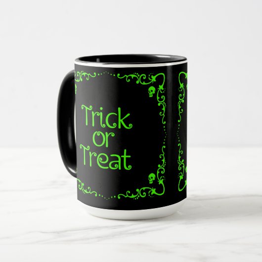 Schleimgrüner Trick oder Behandlung Tasse (Vorderseite Links)