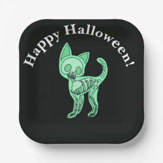 Schleimkatze Halloween Fröhliches Halloween Pappteller