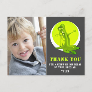 Schleimmonster Grün Kinder Foto Geburtstag Danke Postkarte