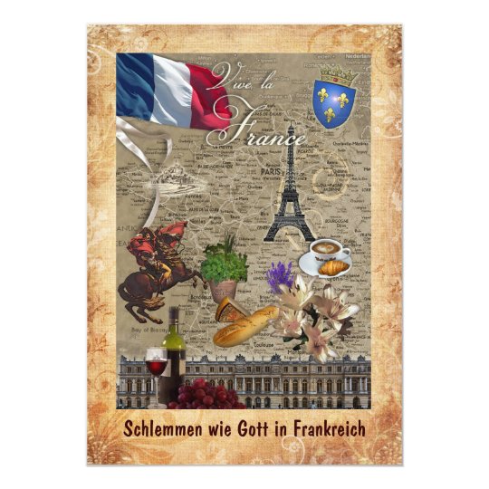 Schlemmen wie Gott in Frankreich 12,7 X 17,8 Cm Einladungskarte
