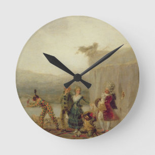 Schlendernde Spieler, 1793 (Öl auf Weißblech) Runde Wanduhr