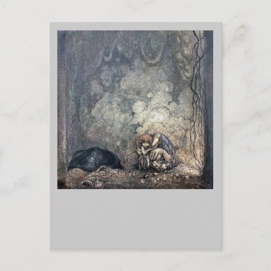 Schleppangel, die Kind hält Postkarte (Vorderseite)