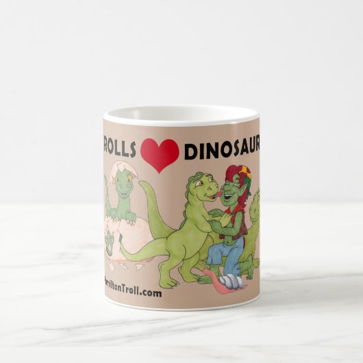 Schleppangel-Liebe-Dinosaurier-heiße Kaffeetasse (Mittel)