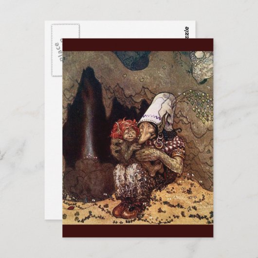 Schleppangel-Mutter neben einem Lagerfeuer Postkarte (Vorne/Hinten)