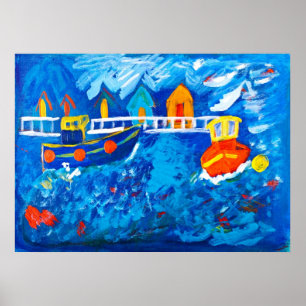 Schleppboote in der Acrylmalerei auf See von Kay G Poster