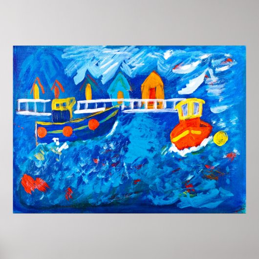 Schleppboote in der Acrylmalerei auf See von Kay G Poster (Vorne)