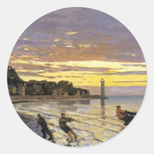 Schleppen eines Bootes, Honfleur Runder Aufkleber (Vorderseite)