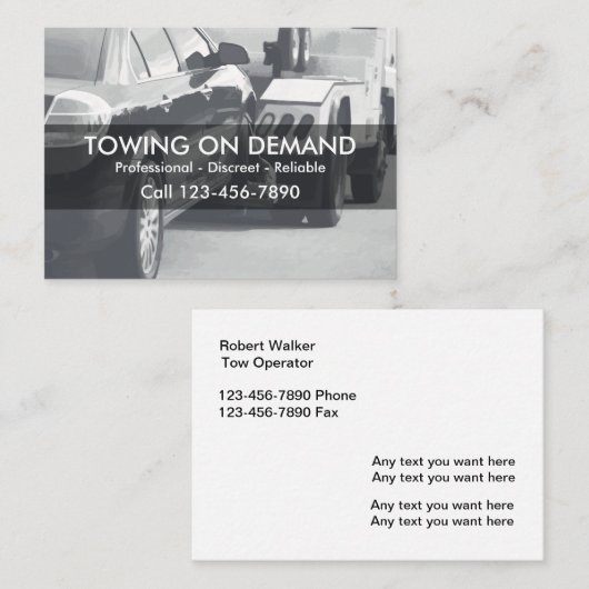 Schleppen und Wrecker Visitenkarte (Vorne/Hinten)