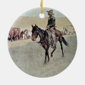 Schleppende TexasLonghorns (Öl auf Leinwand) Keramikornament (Hinten)