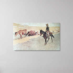 Schleppende TexasLonghorns (Öl auf Leinwand) Leinwanddruck