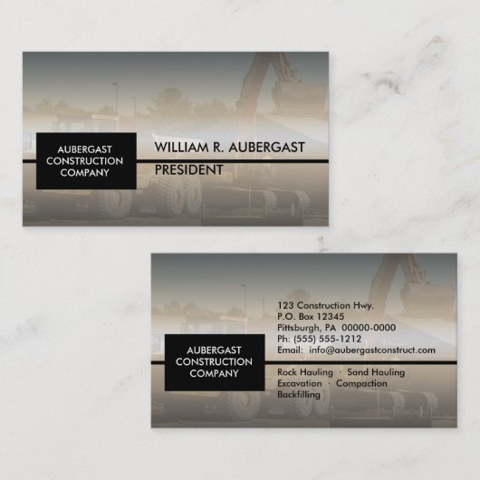 Schleppendes Geschäft des Schmutz-| Soil Visitenkarte (Vorne/Hinten)