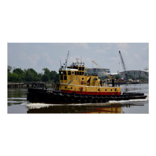 Schlepper am Fluss Poster