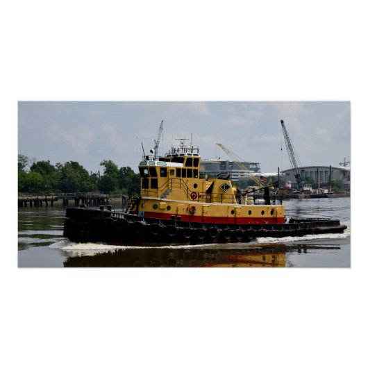 Schlepper am Fluss Poster (Vorderseite)