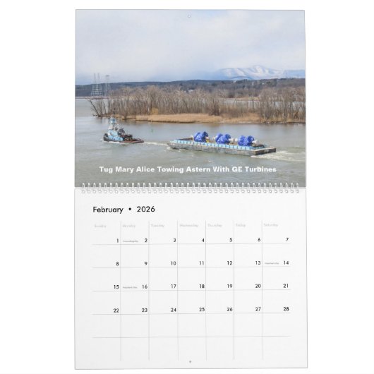 Schlepper am Hudson River mit einzigartigen Tows 2 Kalender (Feb 2026)