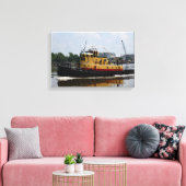 Schlepper arbeitet am Fluss Leinwanddruck (Insitu (Wohnzimmer))