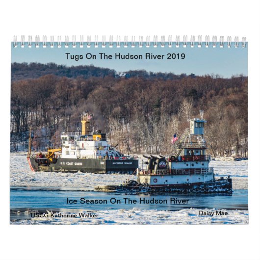 Schlepper auf der Eis-Jahreszeit des Hudsons 2019 Kalender (Titelbild)