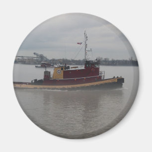 Schlepper-Boot im Nebel Magnet