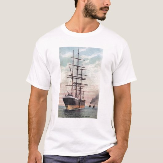 Schlepper, die ein Schiff zum Meer schleppen T-Shirt (Vorderseite)