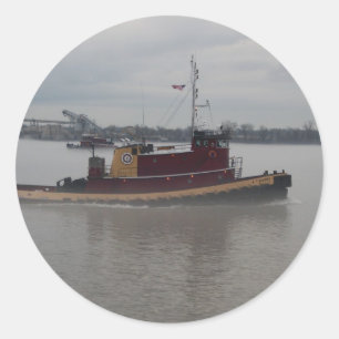 Schlepper im Nebel Runder Aufkleber