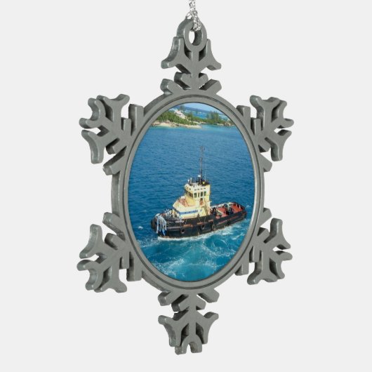 Schlepper in Nassau Schneeflocken Zinn-Ornament (Links)