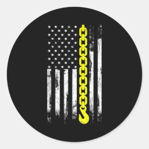 Schleppfahrer dünne gelbe Linie USA Flaggengeschen Runder Aufkleber