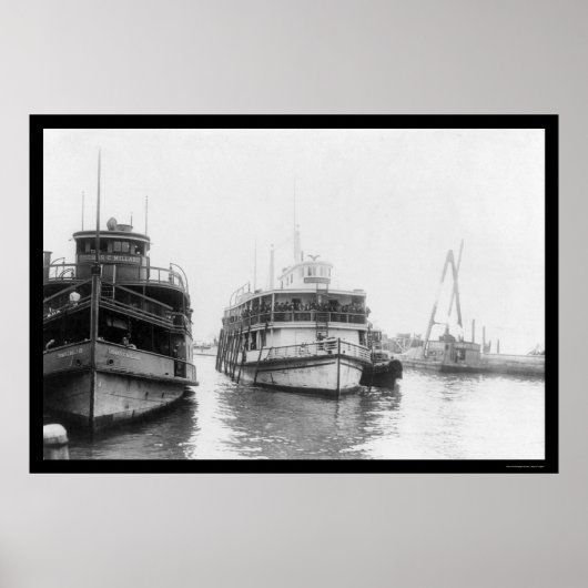 Schleppkahn für Einwanderer auf der Insel Ellis, N Poster (Vorne)