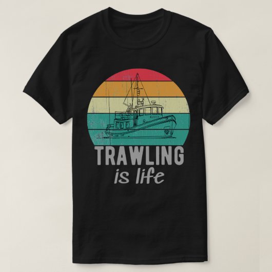 Schleppnetzfischerei ist das Retro-Trawler-Fischer T-Shirt (Design vorne)